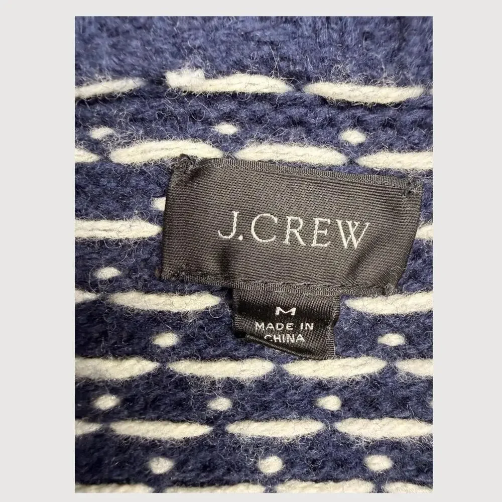 Vintage J.Crew Navy Chunky Wool Fisherman Cardigan | Oversized Cozy Knit